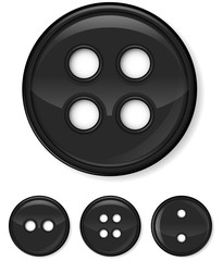 set of glossy black buttons isolated on white background