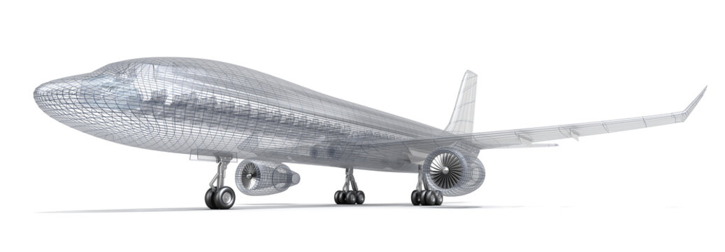 Airplane wire model , isolated on white. My own design