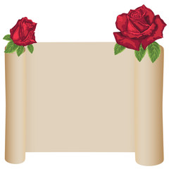 Old scroll with roses