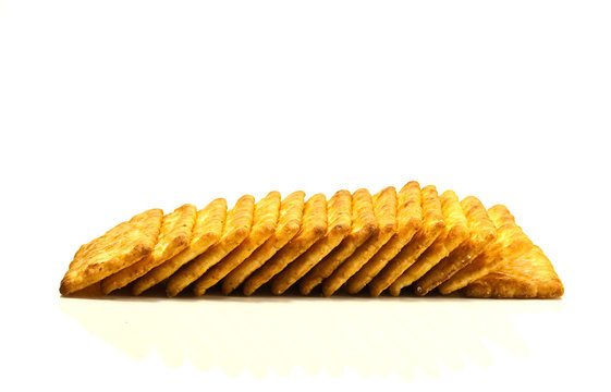 stack of cracker on a white background