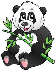 Obraz premium Cartoon panda eating bamboo
