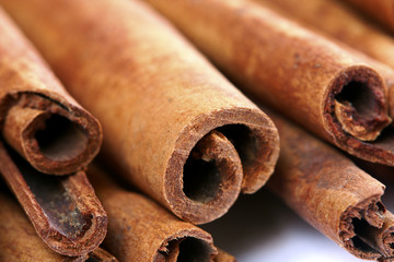 close-up cinnamon stick spices, macro
