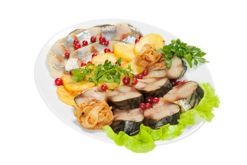 Herring with potatoes and vegetable