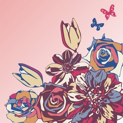 floral vector postcard