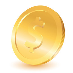 Gold dollar coin. Vector illustration