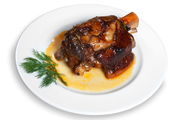 barbecue with sauce and vegetables