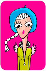 Fashion woman icon doodley tattoo girl