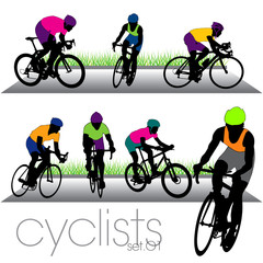 Fototapeta premium Cyclists silhouettes set