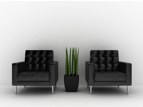 3d rendered interior illustration - two leather seats