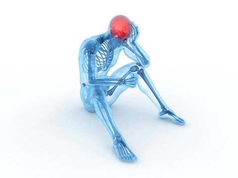 3d rendered medical illustration of a sitting male - headache