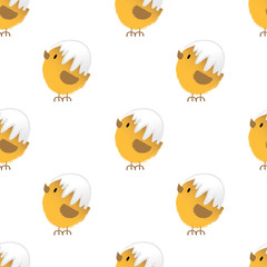 Seamless background with fluffy easter chicken