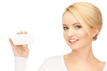 woman with business card