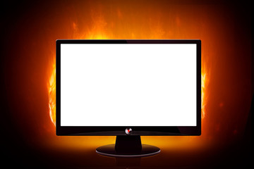 Monitor on fire (white screen)