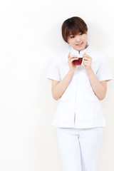 beautiful asian nurse relaxing