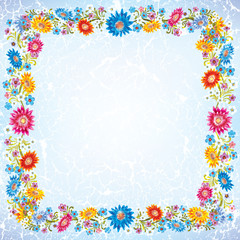 abstract grunge ornament with flowers