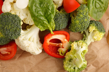 fresh vegetables on the parchment