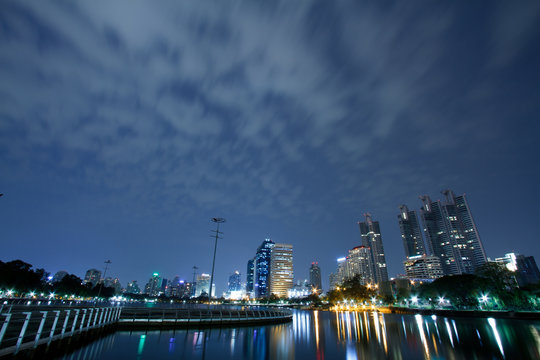 Cloudy night in Bangkok city