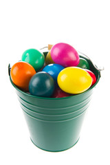 Green bucket easter eggs