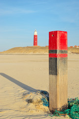 Fishing net and pole at the beach