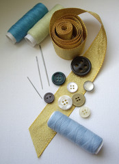 Vertical composition with buttons and bobbins