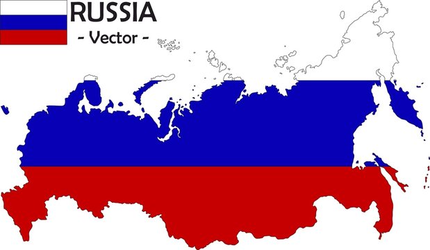 Russland Vektor - Silhouette mit Flagge im Hintergrund