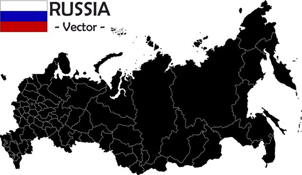 Russland Vektor - Silhouette mit Grenzen