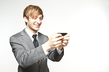 happy with his mobile
