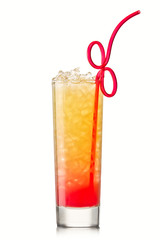 Tequila sunrise Cocktail isolated on a white background