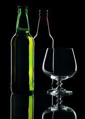 Bottles of beer, isolated on a black background