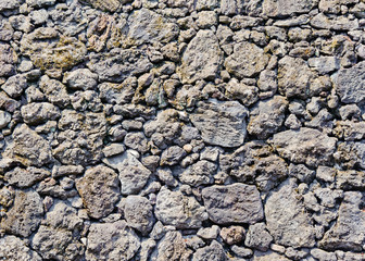 traditional wall of volcanic stones at Jeju island Korea