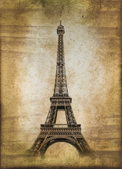 Tour Eiffel, texture papier sépia vintage grunge, Paris