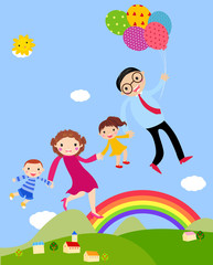 Obraz na płótnie Canvas Family with two children