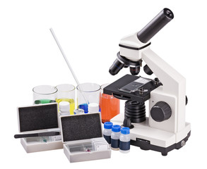 microscope and biological reagents