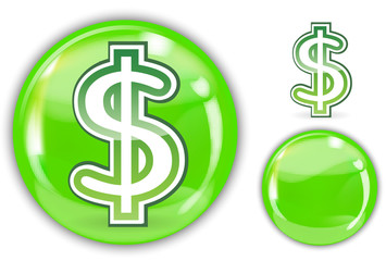 dollar sign in crystal marble ball