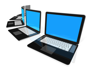 black Laptop computers isolated on white