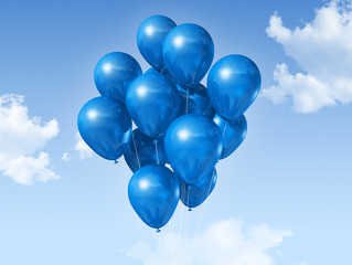 blue balloons on a blue sky