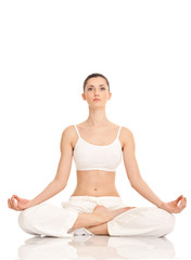 yoga, woman in lotus position