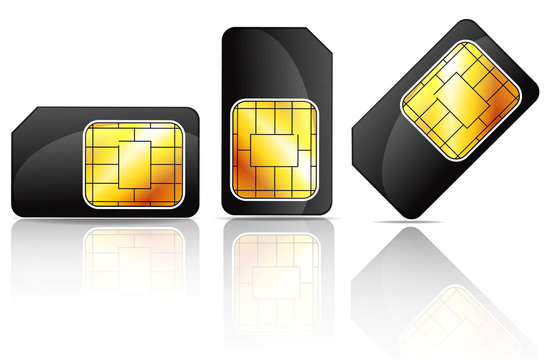 Black Sim Card Isolated On White Background