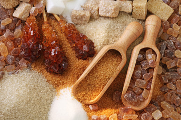 Various kinds of sugar close up
