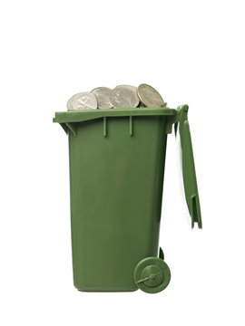 Recycling Bin with coins