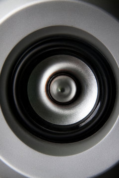close up metallic speaker