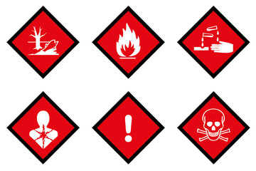 Gefahrzettel Set Gesundheitsgefahr Gesundheit Feuer Ätzend