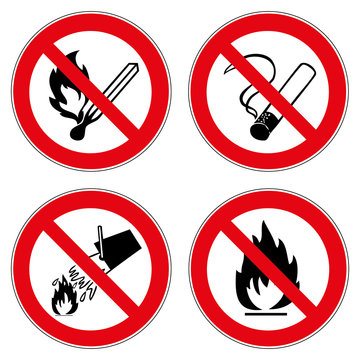Verbotszeichen Set Rauchen Feuer Wasser l&ouml;schen Verboten