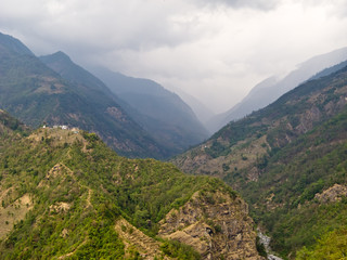 Fototapeta premium Heavy clouds over mountains in Helambu area, Nepal