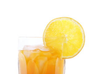 Orange Soda in Glass with Slice of Orange on Rim