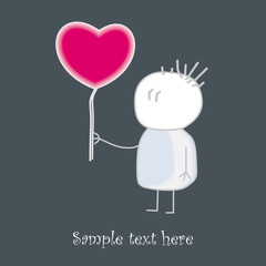 Baby who gives red love's heart