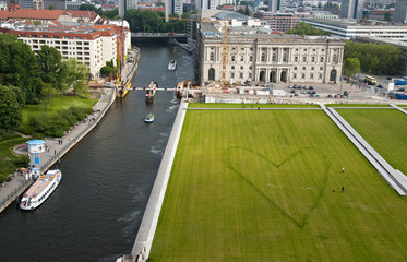 Giant heart traced in grass