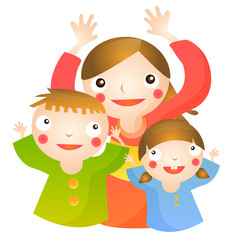 Healthy Mother, son and daughter