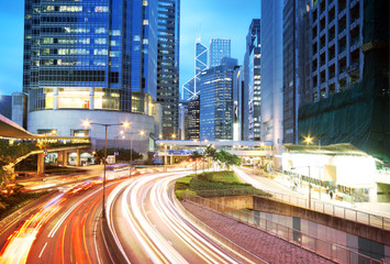 Fototapeta na wymiar Road and traffic in downtown area of Hong Kong