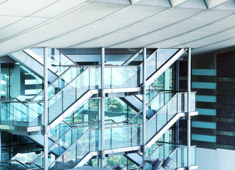 external fire escapes of a modern building